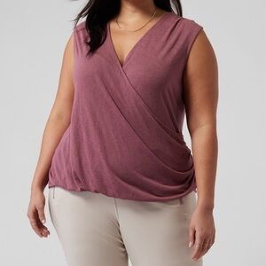 Athleta Breezy Wrap Surplice Tank in Tawny Rose Color, NWT, Size 1X